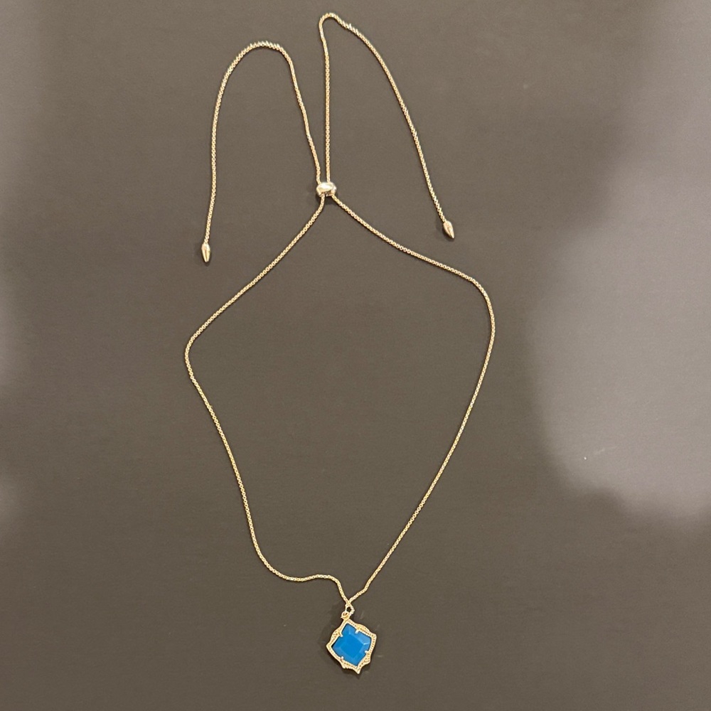 Kendra Scott Adjustable Gold Necklace with Blue Pendant